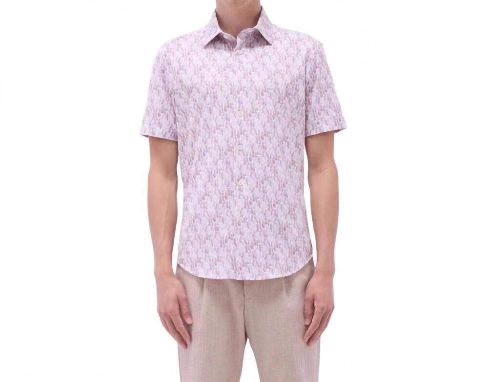 NEW BUGATCHI UOMO miles ooohcotton short sleeve shirt in brick